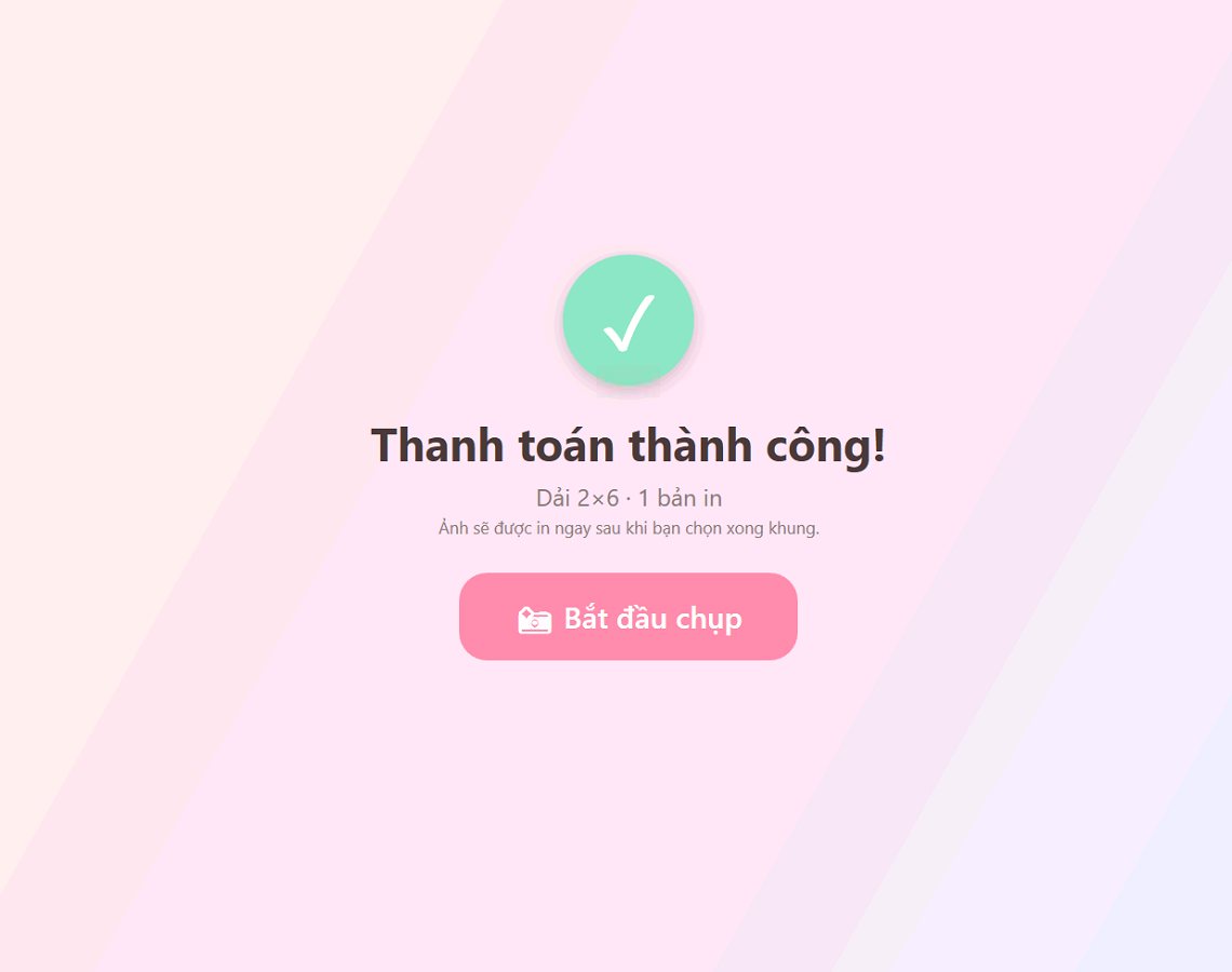 Màn thanh toán thành công với nút Bắt đầu chụp